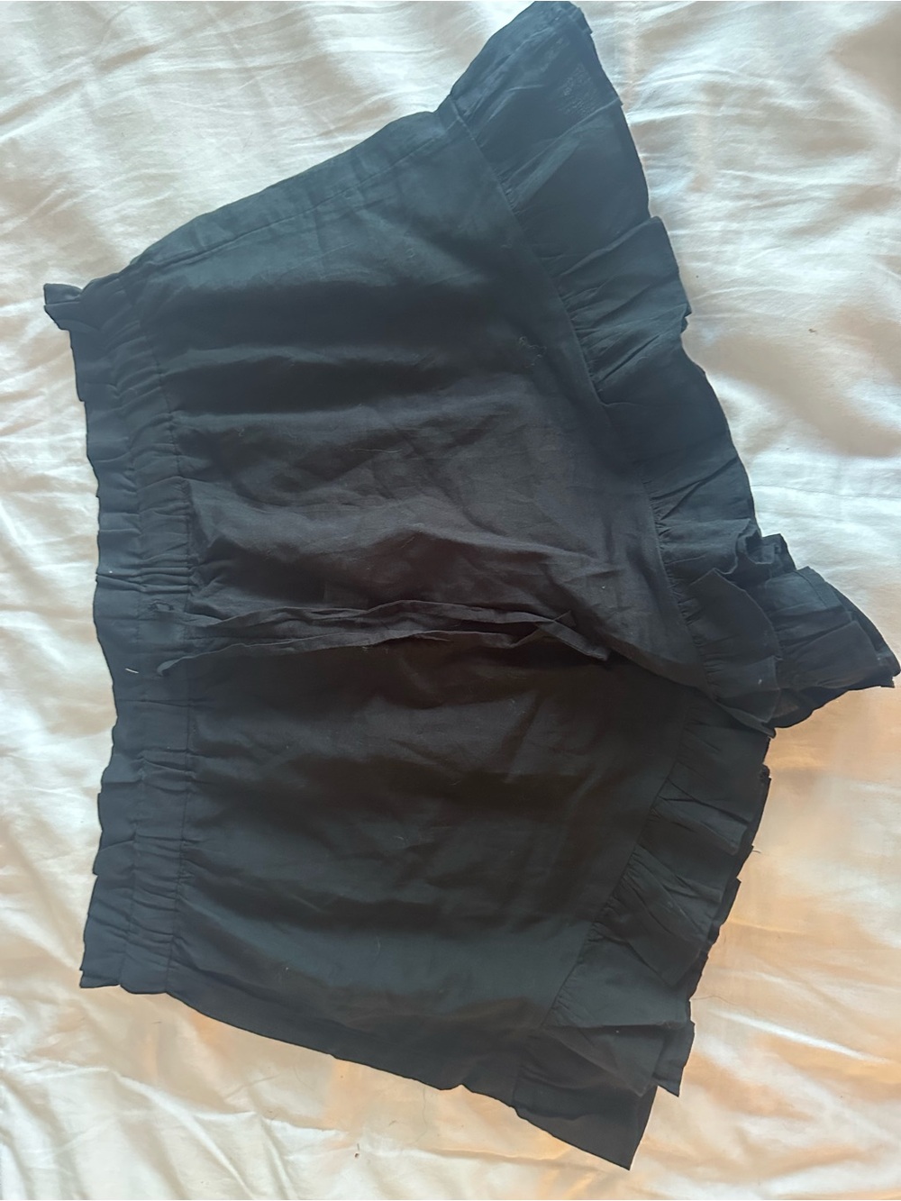J. Crew Black Ruffle Hem Swim Skort